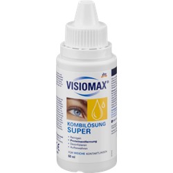 VISIOMAX Super Раствор, Комплексное решение для очищения, дезинфекции и хранения контактных линз, содержит протеин. Для мягких контактных линз, 60 мл