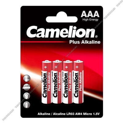 Бат. CAMELION "Alkaline Plus" LR03- 4шт.мизинчик (