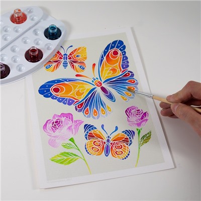 Акварельная раскраска Sentosphere «Цветы и бабочки» 6500