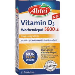 Abtei Витамин D3 5.600 I.E. Wochendepot Таблетки, 12 шт