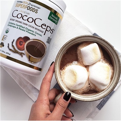 California Gold Nutrition, SUPERFOODS, CocoCeps, органическое какао, кордицепс и рейши, 225 г (7,93 унции)