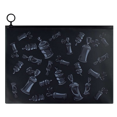 Папка для школьных тетрадей пластиковая арт. 59615/ 12 ГРАФФИТИ (полипропилен, 28х21 см, 1 отделение (-я), гибкая молния, "собачка" кольцо из пластика, УФ-печать, полноцветный дизайн)