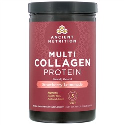 Dr. Axe / Ancient Nutrition, Multi Collagen Protein, Strawberry Lemonade, 1.18 lbs (535.5  g)