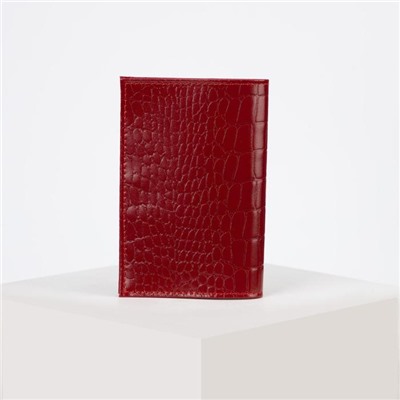 Обложка для паспорта, крокодил, цвет красный