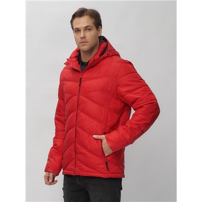 Куртка спортивная мужская с капюшоном красного цвета 62176Kr