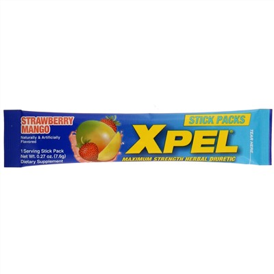 MHP, XPEL, Maximum Strength Herbal Diuretic, Strawberry Mango, 20 Packs, 0.27 oz (7.6 g) Each