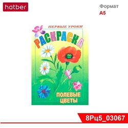 Раскраска 8л А5ф цветной блок Посмотри и раскрась-Первые уроки-Полевые цветы-