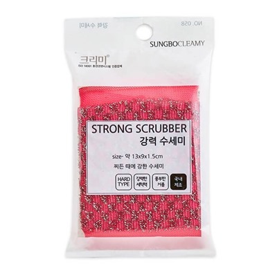 Губка для мытья посуды № 058 Strong Scrubber (13 см х 9 см х 1,5 см) из нержавеющей стали, SUNGBO CLEAMY 1 шт.