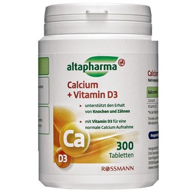 altapharma Calcium-Tabletten plus Vitamin D3 Таблетки с кальцием и витамином D для восполнения кальция 253 г