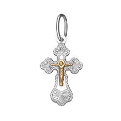 156-08 Крест комбинированый серебро+золото штампованный