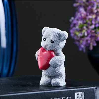 Фигурное мыло "Мишка с сердцем" серый, 57гр