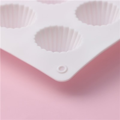 Форма силиконовая для шоколада Доляна «Круг. Риб», 28×24 см, 30 ячеек (d=3,3 см), цвет белый