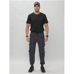 Брюки джоггеры спортивные с карманами мужские темно-серого цвета 3073TC
