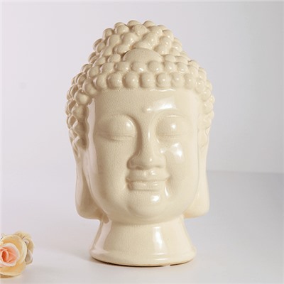 Фигура Бюст Будды 13х25 см винтажно - белый с эффектом кракелюра
