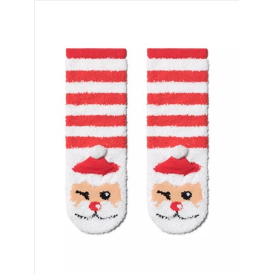 Пушистые новогодние носки "Санта" с помпоном, 448