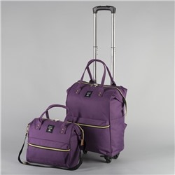 Сумка-рюкзак на колёсах, отдел на молнии, наружный карман, с сумкой-рюкзаком, цвет фиолетовый