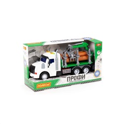 323253 Полесье "Профи", автомобиль-лесовоз инерционный (со светом и звуком) (зелёный) (в коробке)