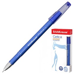 Ручка гелевая синяя 0,5мм Gelica игольчатый пишущий узел, металлизированный наконечник, полупрозрачн