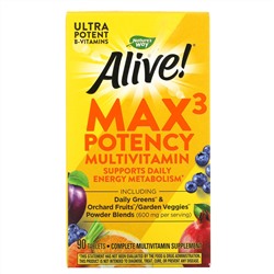 Nature's Way, Alive! Max3 Potency, мультивитамины, 90 таблеток