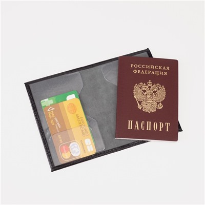 Обложка для паспорта, крокодил, цвет чёрный
