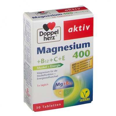 Doppelherz (Доппельхерц) aktiv Magnesium 400 +B12+C+E 30 шт