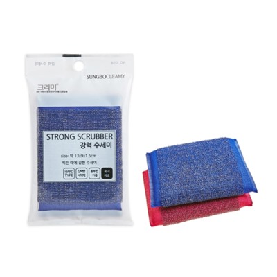 Губка для мытья посуды № 058 Strong Scrubber (13 см х 9 см х 1,5 см) из нержавеющей стали, SUNGBO CLEAMY 1 шт.