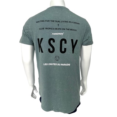 Серо-зеленая мужская футболка K S C Y  №536